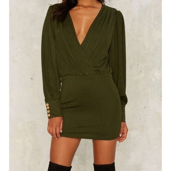NWT Nasty Gal Endless Rose Sugar we're goin' down Green mini dress Large - Picture 1 of 4